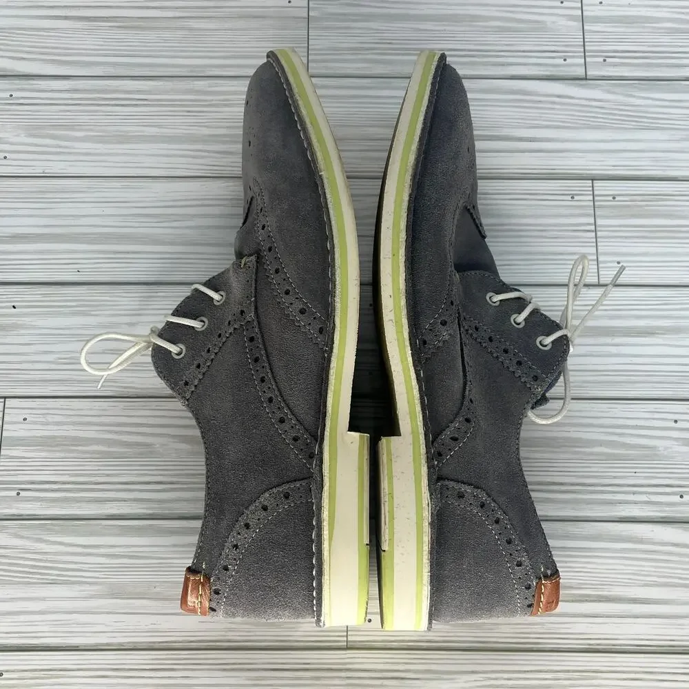 Ted Baker Men's Wingtip Gray Suede Leather Lace-up Oxford Dress Shoes Size‎ 11.5